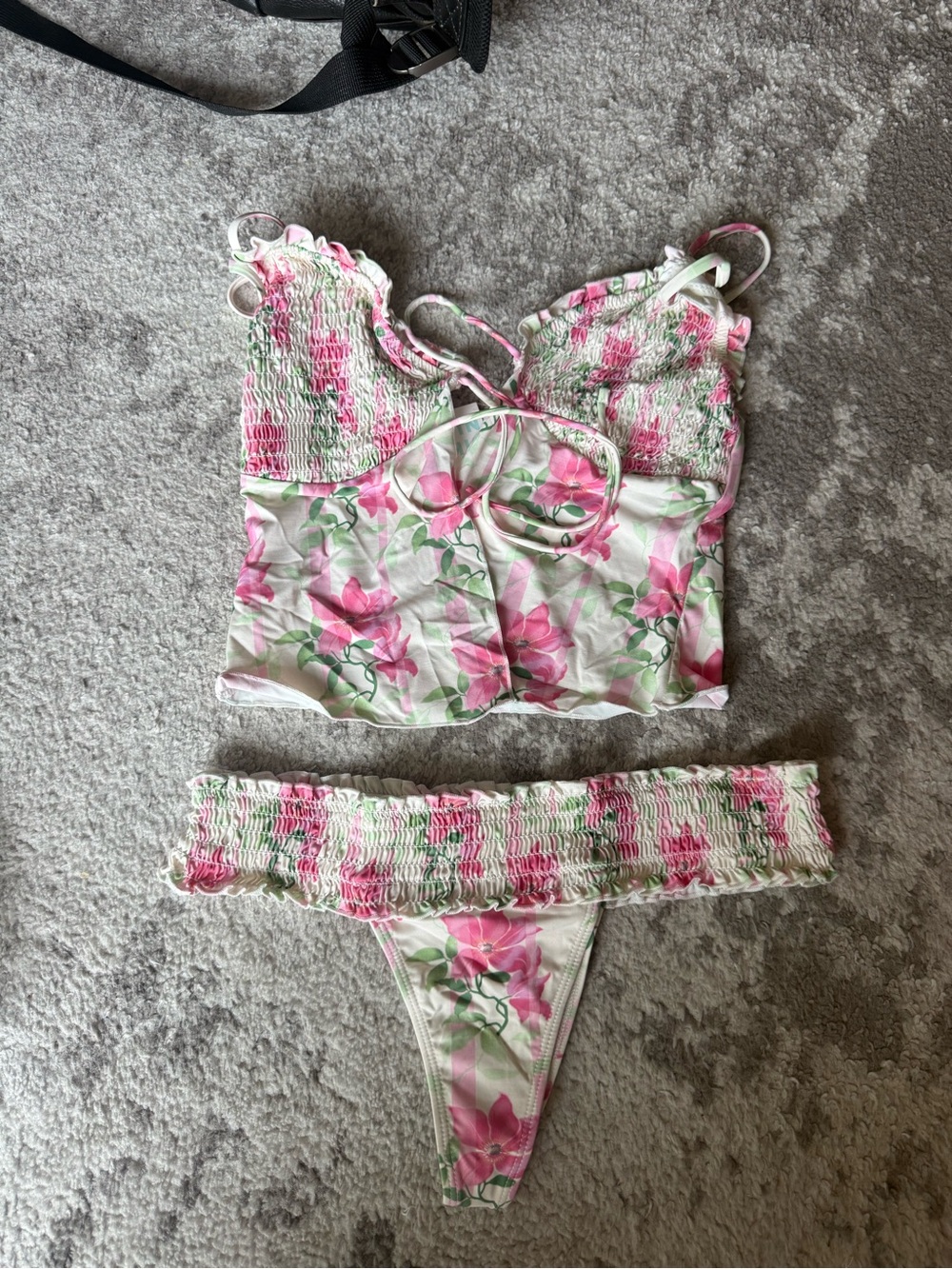 Floral Tie-Front Bralette & Bikini Set - Pink Floral - Picture 4 of 8
